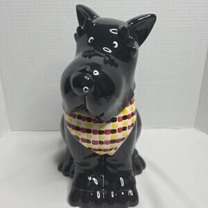 Vintage MSRF INC Ceramic Black Scottish Terrier Dog Treat Jar Cookie Jar